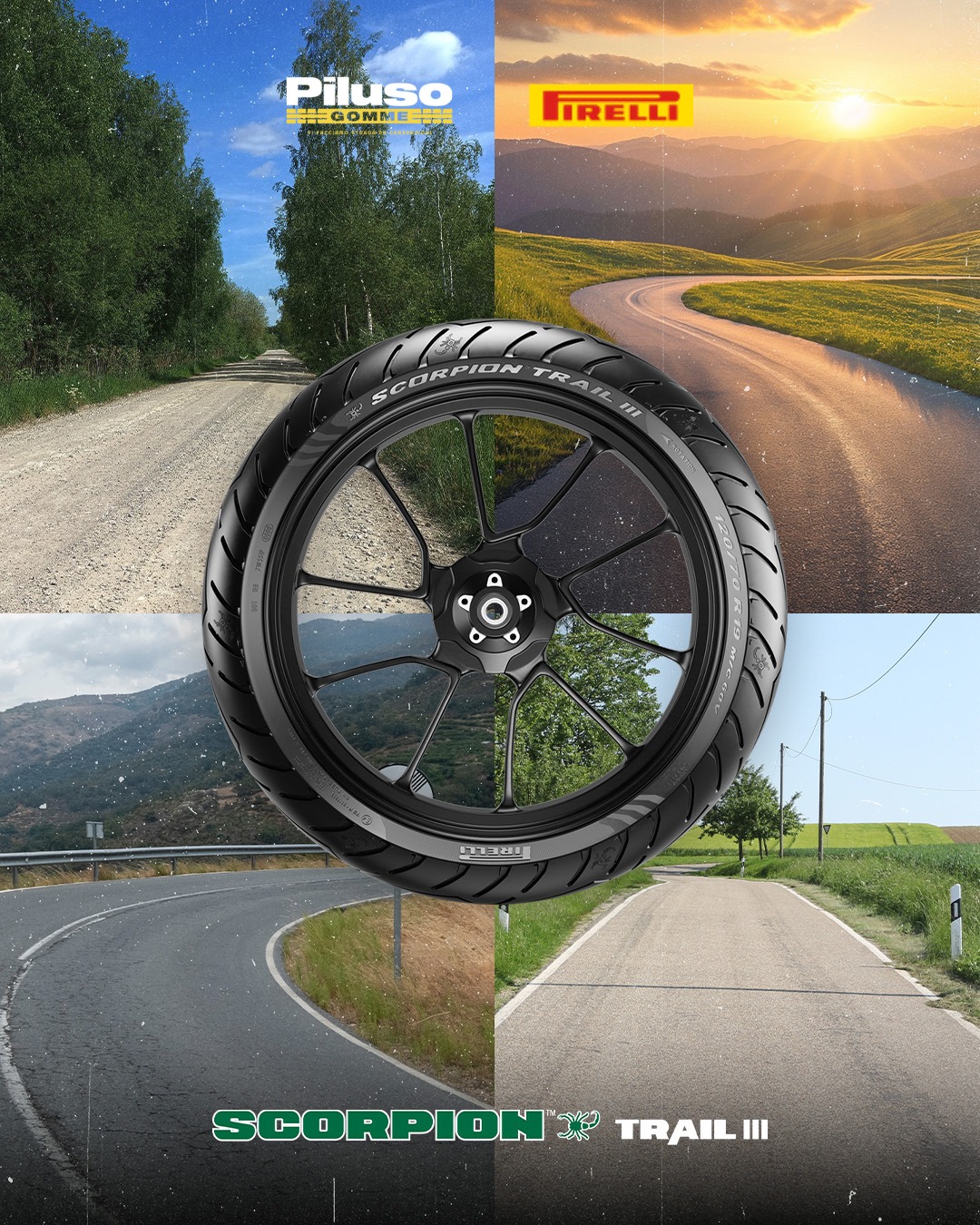 L'ultima generazione dei pneumatici adventure-touring, con un forte comportamento sportivo. Sviluppato per moto adventure e cross-over, per essere utilizzato in un ampio spettro di condizioni, da strade serpeggianti a strade bianche.
Disponibile in officina~ ~ ~
Tutte le soluzioni per la tua Auto/Moto/Camion
in Via Fisicara 6/A, Caltagirone (CT)
tel. +39 0933 51275www.pilusogomme.it
#piluso #pilusogomme #caltagironeADV | @agenziafiico
#fiico #fiicopubblicità